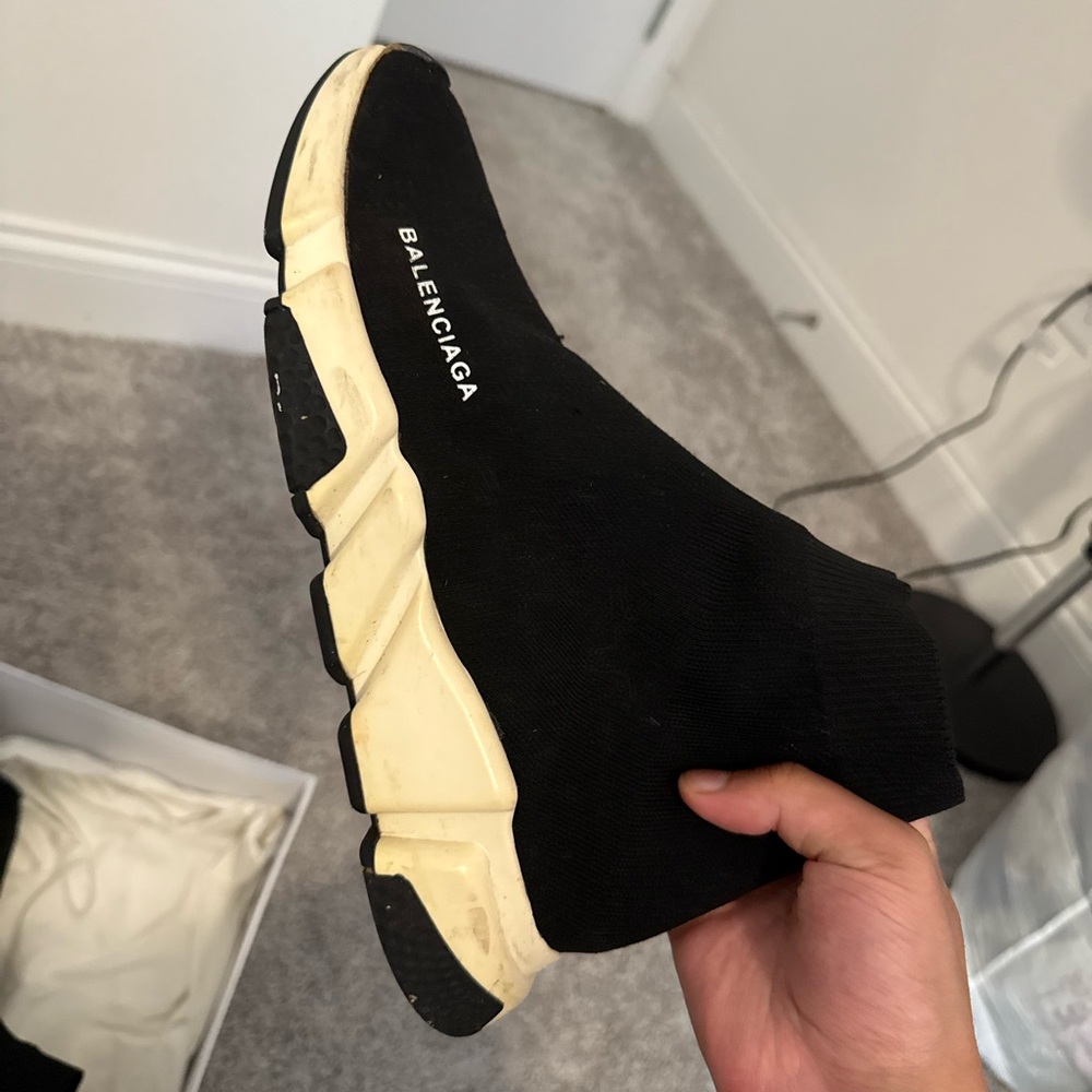 Balenciaga Black and Cream Sock Sneakers